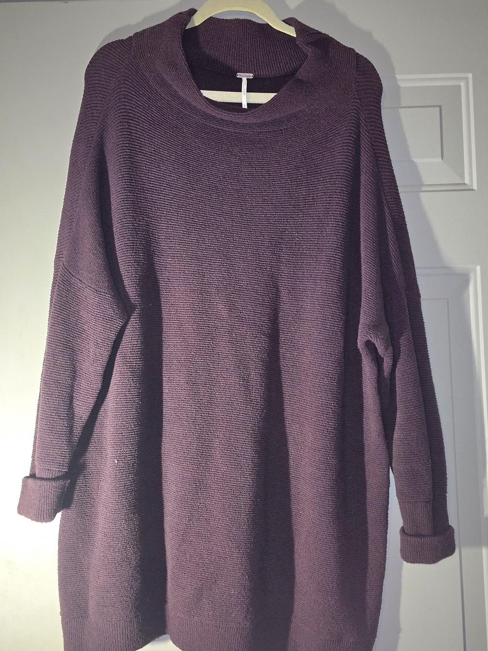 Free People Deep Plum Ribbed Knit Sweater